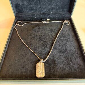 John Hardy Classic Chain Dog Tag Necklace, Sterling Silver & Diamond Pave , Men